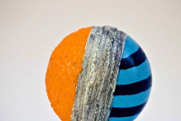 2025 Reverse swing ball acrylic primer, oil paint and protective varnish on Cricket ball with acrylic case 10x 10x10 cm (2)